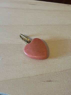 Clare V Pink Heart Pendant Charm with Gold Bail